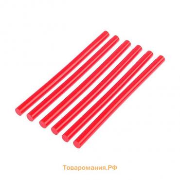 Клеевые стержни ТУНДРА, 11 х 200 мм, красные, 6 шт.