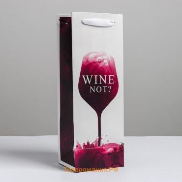 Пакет подарочный ламинированный под бутылку, упаковка, Wine not, 13 x 35 x 10 см