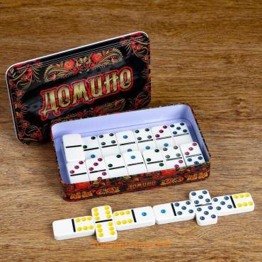 Домино настольная игра "Хохлома", 28 штук, 11 х 19 см, костяшка 5 х 2.5 см