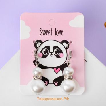 Серьги с жемчугом «Шарик двойной» sweet love, цвет белый в серебре