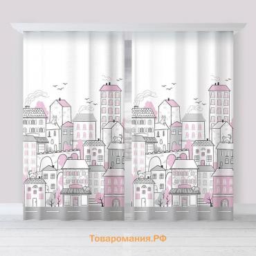 Комплект штор "" Sweet home rose 145*260 см-2 шт, 100% п/э, 140 г/м2