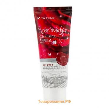 Пенка для лица с розовой водой 3W CLINIC Rose Water Cleansing Foam, увлажняющая, 100 мл