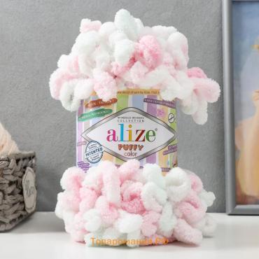 Плюшевая пряжа для вязания руками ALIZE, Puffy color, 100 % микрополиэстер, 9 м/100 г, (6052)