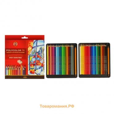 Карандаши 36 цветов Koh-I-Noor POLYCOLOR 3835, картонная упаковка, европодвес