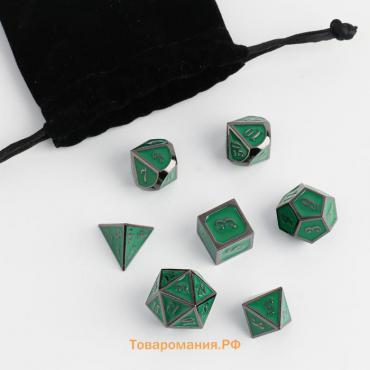 Кости игральные, дайсы для D&D (Dungeons and Dragons, ДнД), серия: D&D, "Изумруд", 7 шт