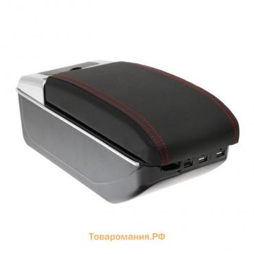 Универсальный подлокотник, 7 USB, PU кожа, чёрный, провод usb в комплекте