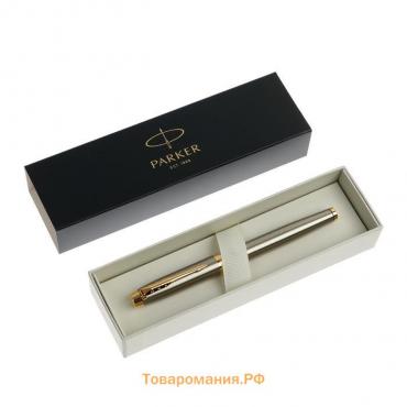 Ручка роллер Parker IM Core Brushed Metal GT T321, серебряный корпус из латуни, матовый лак, чёрные чернила