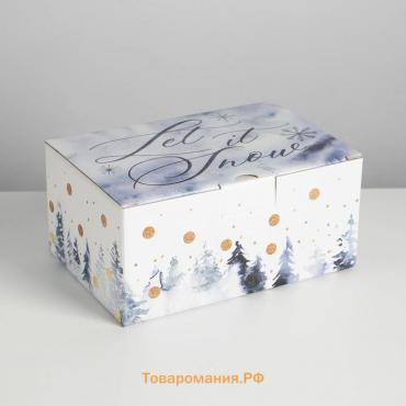 Коробка подарочная новогодняя складная «Let it snow», 22 х 15 х 10 см, Новый год