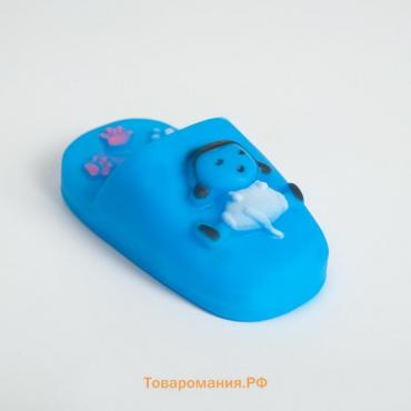 Игрушка пищащая "Тапок" для собак, 10 см, голубая