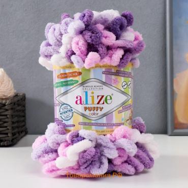 Плюшевая пряжа для вязания руками ALIZE, Puffy color, 100 % микрополиэстер, 9 м/100 г, (6305)