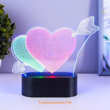 Светильник сенсорный "2 сердца" LED USB (90см) от батареек 3xАА черный 18х5,5х18 см