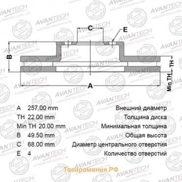 Диск тормозной AVANTECH(FR)Primera P11E,BLUEBIRD SYLPHY,SUNNY,WINGROAD/AD,EXPERT(VW11)