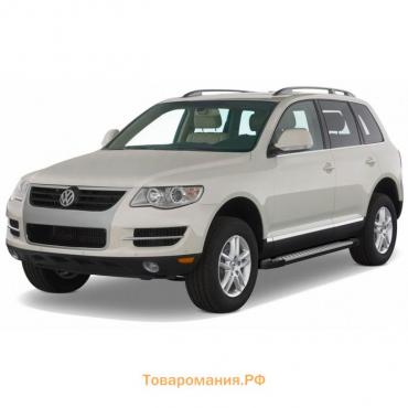 Пороги на автомобиль "Bmw-Style круг" Rival, Volkswagen Touareg I (без пневмоподвески) 2002-2010, 193 см, 2 шт., алюминий, D193AL.5809.1