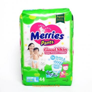 Подгузники-трусики Merries Good Skin, L 9-14 кг, 44 шт