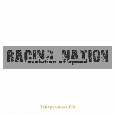 Полоса на лобовое стекло "RACING NATION", серебро, 1220 х 270 мм