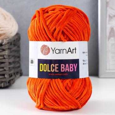 Плюшевая пряжа для вязания спицами, крючком YarnArt, Dolce Baby, 100% микрополиэстер, 85 м/50 г, (778 терракот)