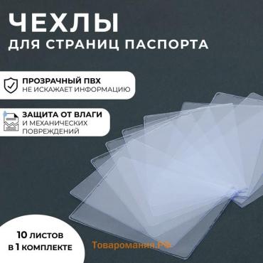 Чехол для листов паспорта, 10 листов, прозрачный