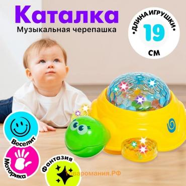 Каталка музыкальная «Черепашка», световые, звуковые эффекты, работает от батареек