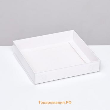 Коробка сборная, белая с PVC крышкой, 16 х 16 х 3 см