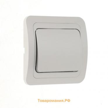 Выключатель Lighting "Орион", 10 А, 1 клавиша, скрытый, серебристый