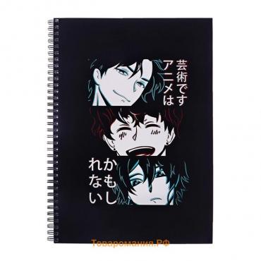 Тетрадь на гребне Аниме Art. "Комикс" A4 80 листов, в клетку, обложка мелованный картон, твин-лак, блок офсет