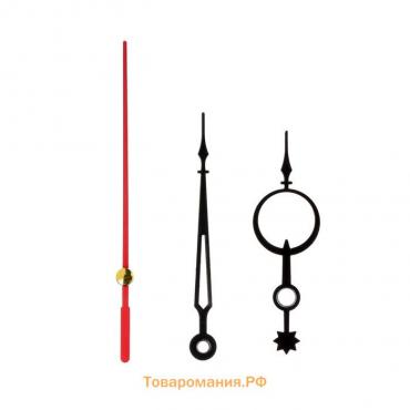 Комплект из 3-х стрелок для часов 55/77/77 мм, фасовка 10 шт, черные